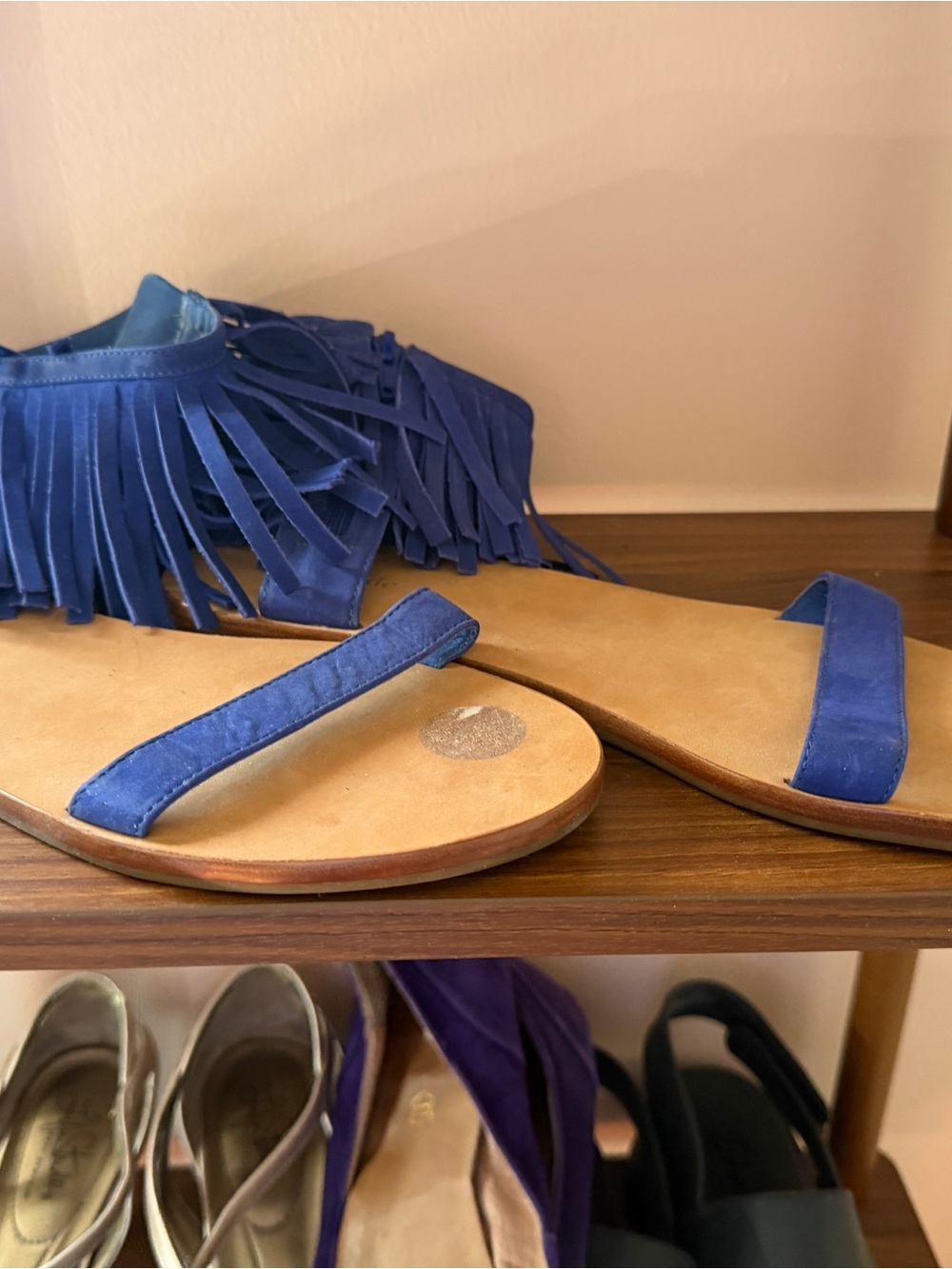 Kate Spade Blue Fringe Suede Women's Sandals size 10